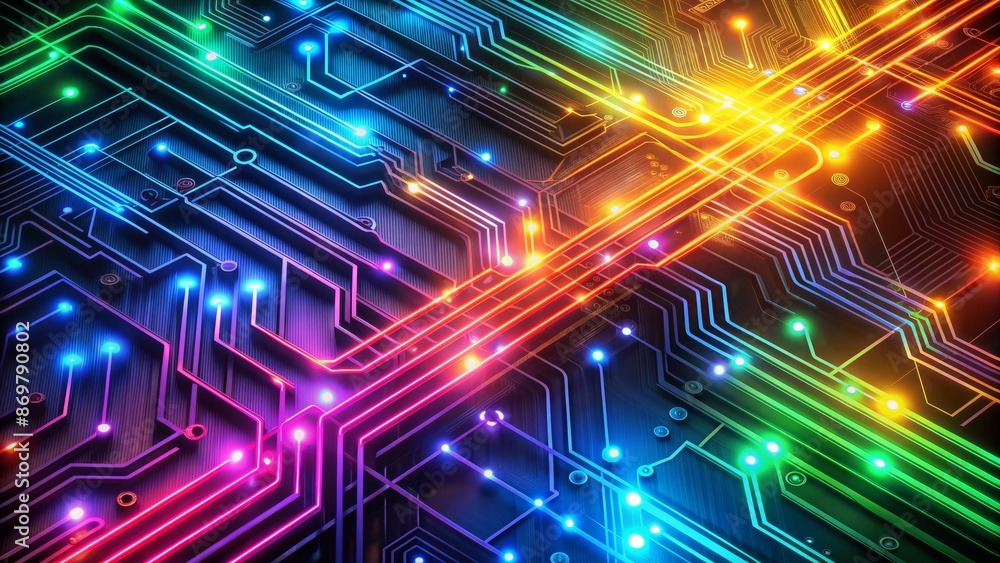 Abstract Glowing Circuit Board - Digital Network Connection Abstract Glowing Circuit Board - Digital Network Connection
