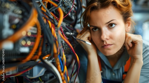 Female office technician background 