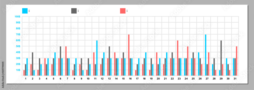 Infographic template, bar chart, daily chart statistics in a month Infographic template, bar chart, daily chart statistics in a month