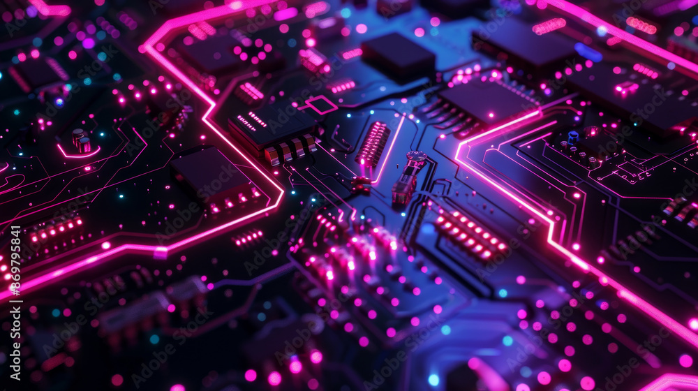 Abstract futuristic neon circuit board Abstract futuristic neon circuit board
