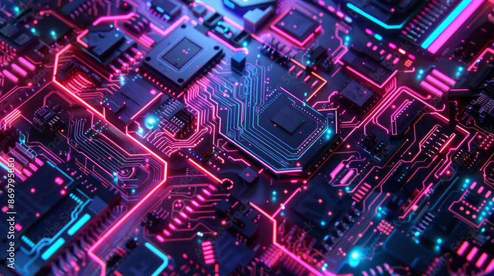 Abstract futuristic neon circuit board Abstract futuristic neon circuit board