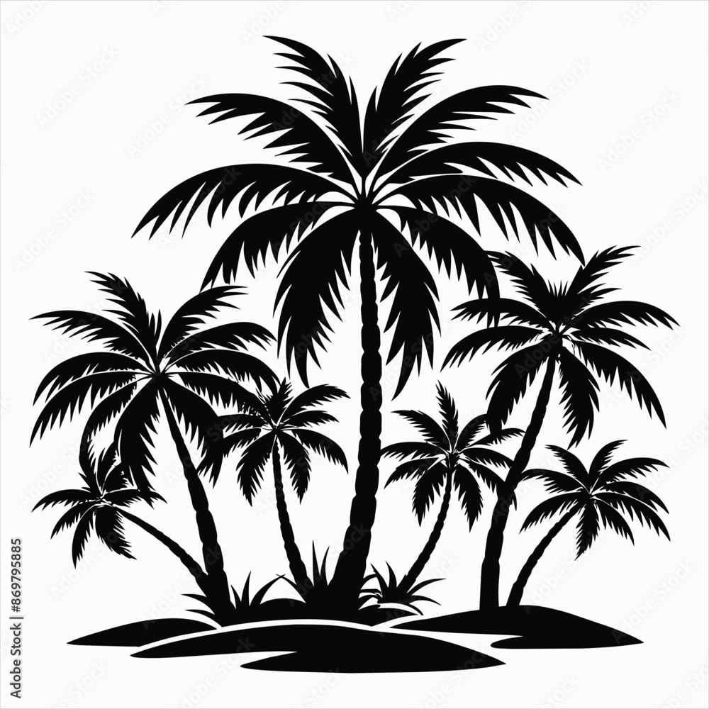 Fototapeta premium Palm Tree Horizon Silhouette Art