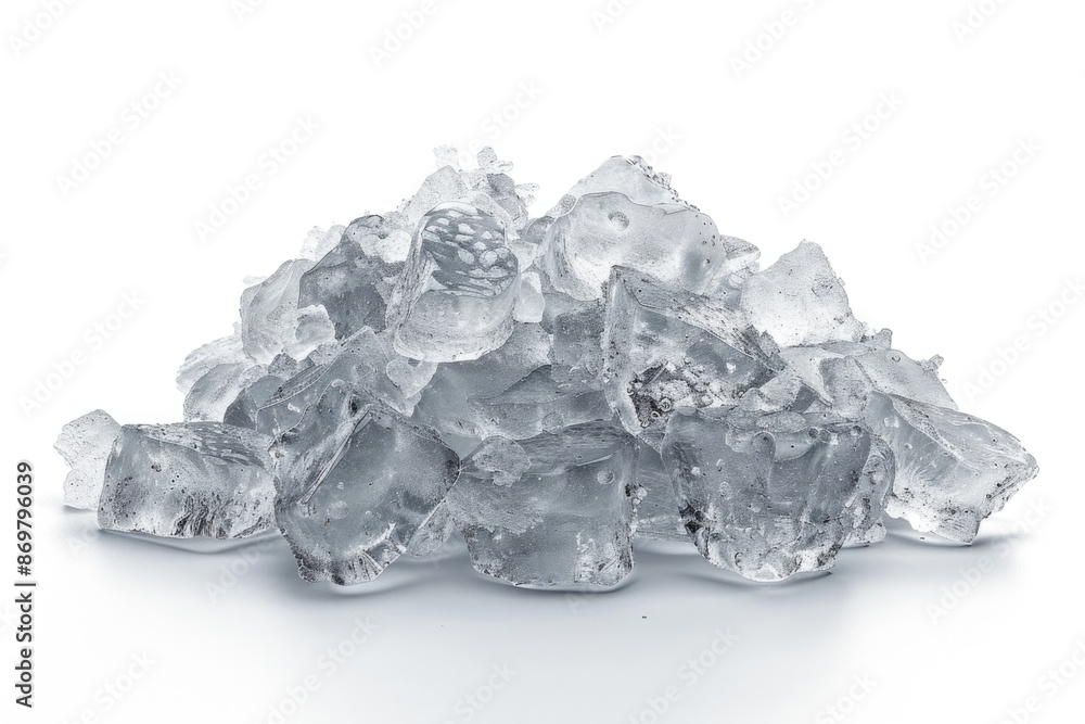Heap of crushed ice isolated on white background with copy space Heap of crushed ice isolated on white background with copy space