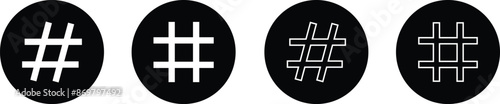 hashtag logo in bubble icons set. concept of communication sign or customer experience. minimal style trendy simple hash tag logotype graphic thin line art design isolated on transparent background.