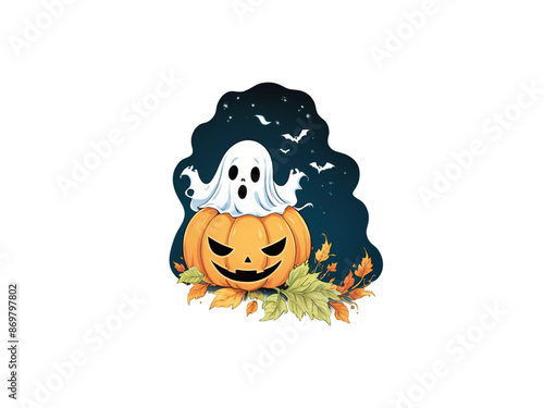 Ghost Pumpkin Floral Fall Halloween photo