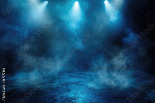 Wallpaper Mural Dark stage with neon lights and smoke for product display. Torontodigital.ca