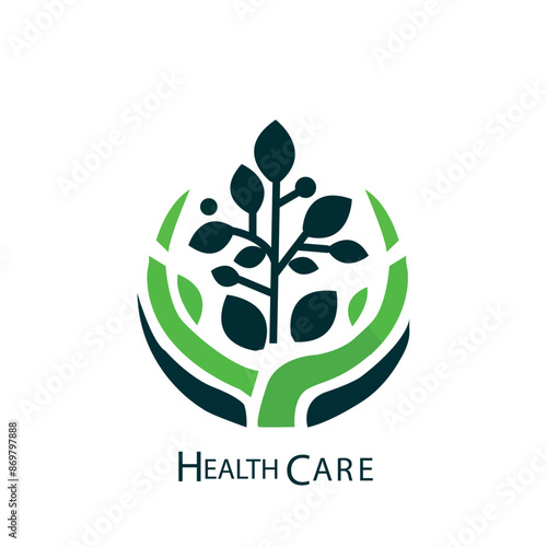 Green Nature leaf symbol.eco medical logo plant on white background. 