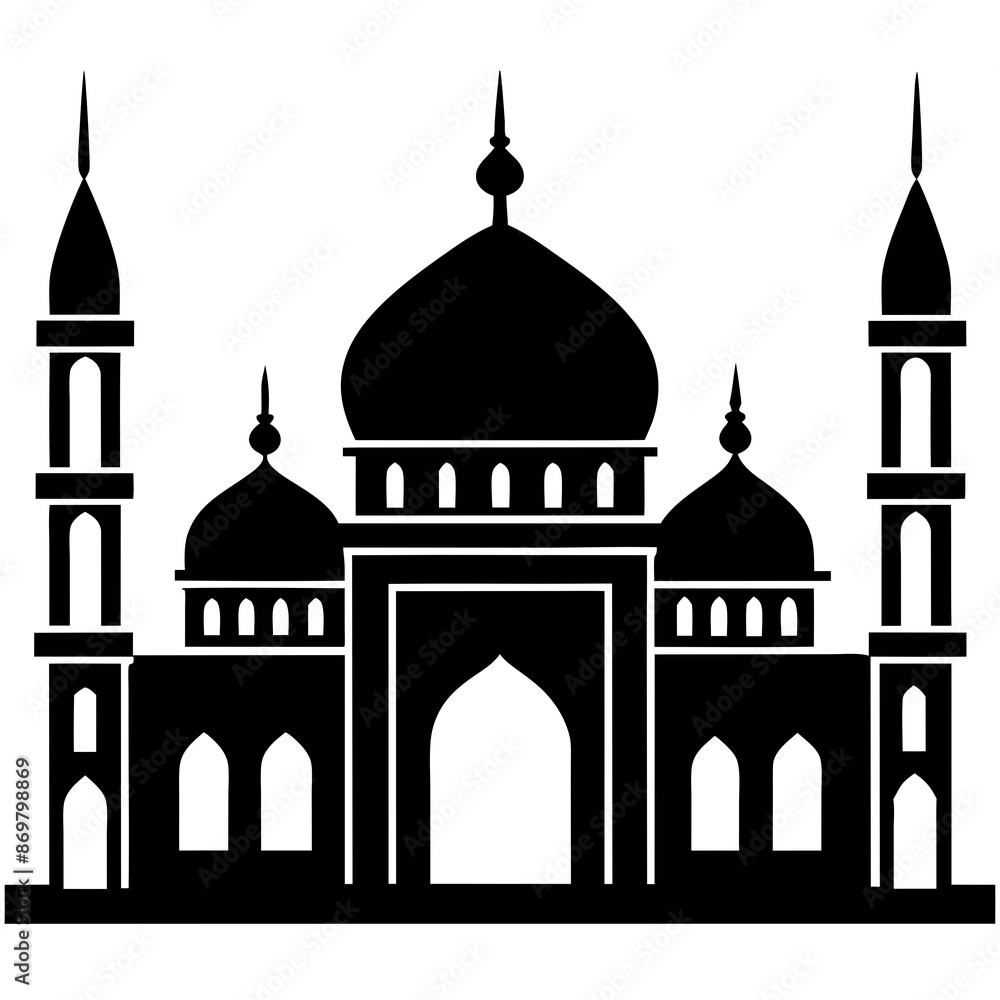 mosque vector silhouette vector art illustration Stock Vector | Adobe Stock