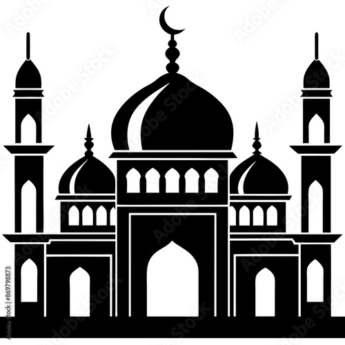 mosque vector  silhouette vector art illustration