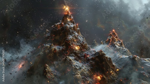 Volcanic Mountain Landscape in Space photo