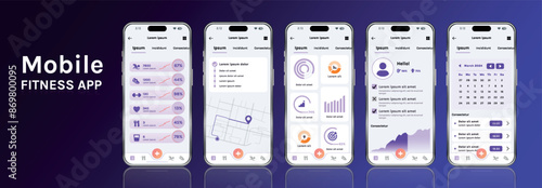 A mobile application for fitness and health with a modern design. The program interface is built on the basis of bright gradients and minimalist elements, which makes it attractive and simple.