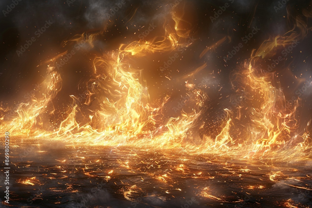 A towering inferno rages in the foreground, casting an ominous shadow on the dark, ash-filled clouds of a fantasy landscape, reminiscent of a classic fantasy illustration. A towering inferno rages in the foreground, casting an ominous shadow on the dark, ash-filled clouds of a fantasy landscape, reminiscent of a classic fantasy illustration.