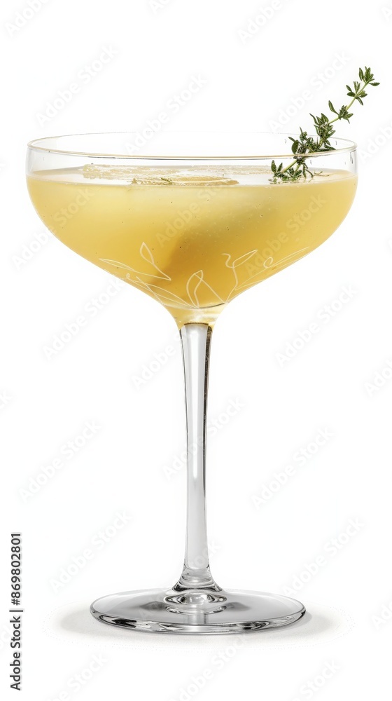 A perfect Honeysuckle cocktail garnished with thyme A perfect Honeysuckle cocktail garnished with thyme