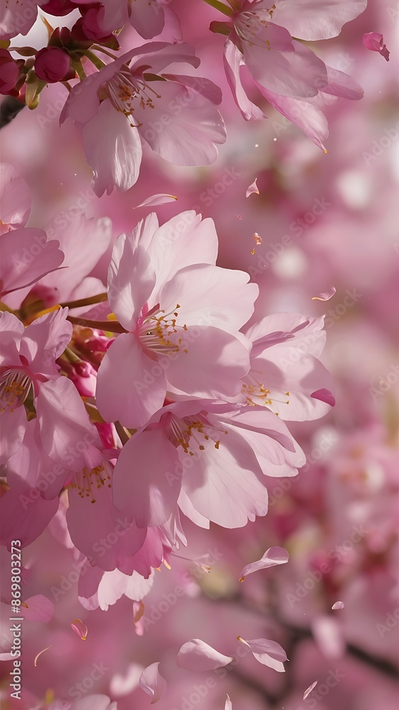 Close up picture of pink blooming cherry blossoms Close up picture of pink blooming cherry blossoms
