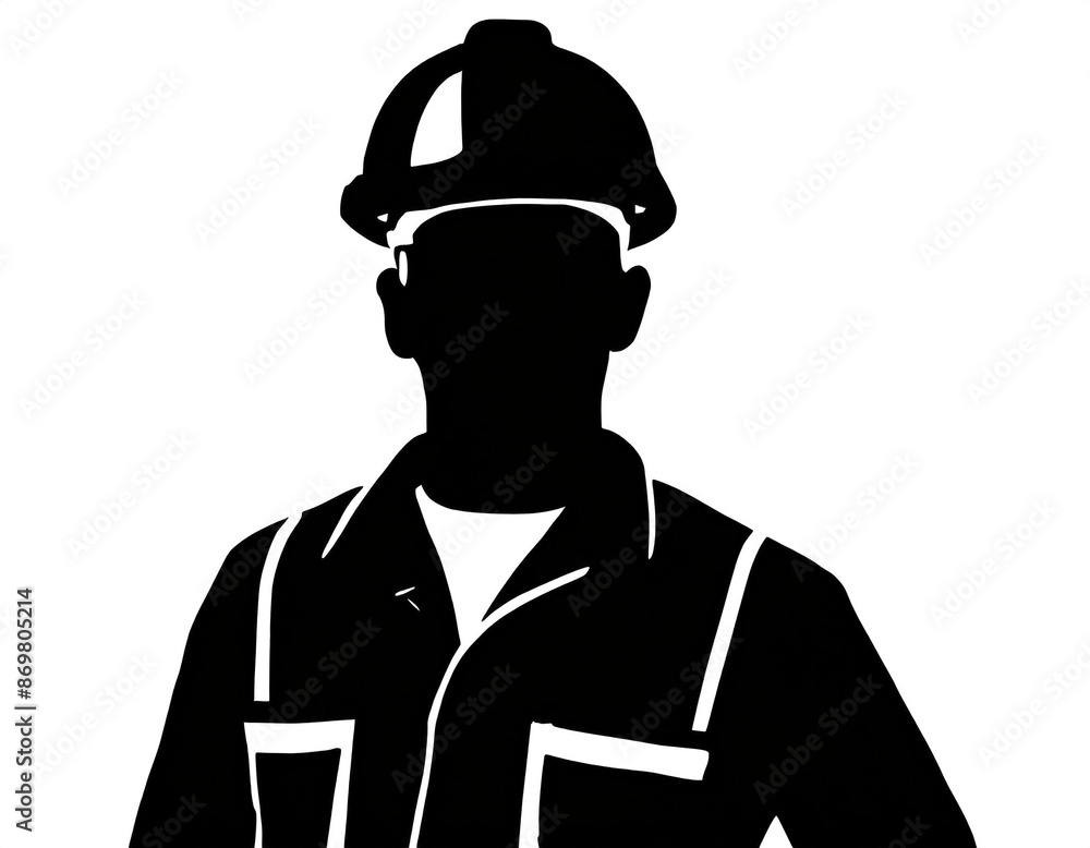 schwarze Silhouette Kontrast Bauarbeiter icon isoliert auf weißen Hintergrund, Freisteller schwarze Silhouette Kontrast Bauarbeiter icon isoliert auf weißen Hintergrund, Freisteller