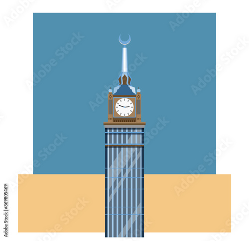 The Clock Towers formally Abraj Al Bait -  Mecca Saudi Arabia  - Stock Illustration