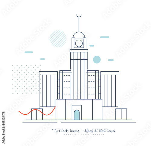 The Clock Towers formally Abraj Al Bait -  Mecca Saudi Arabia  - Stock Illustration