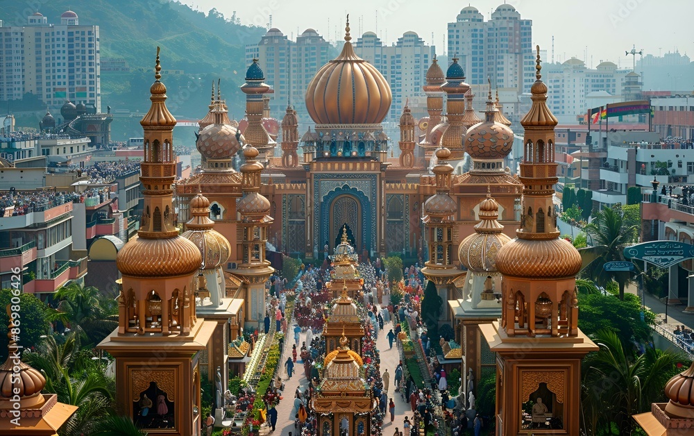 Fototapeta premium A grandiose architectural marvel with an array of towering structures.