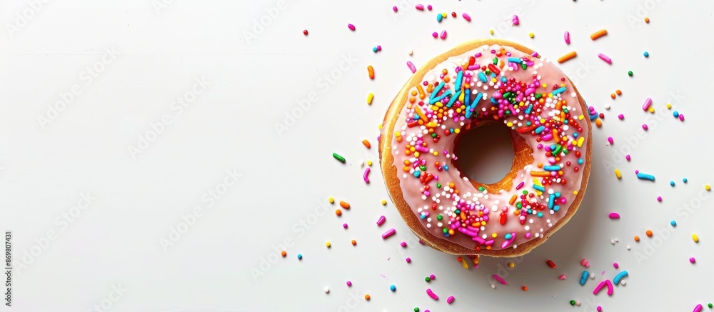 Glazed donut on a white background with copy space image. Glazed donut on a white background with copy space image.