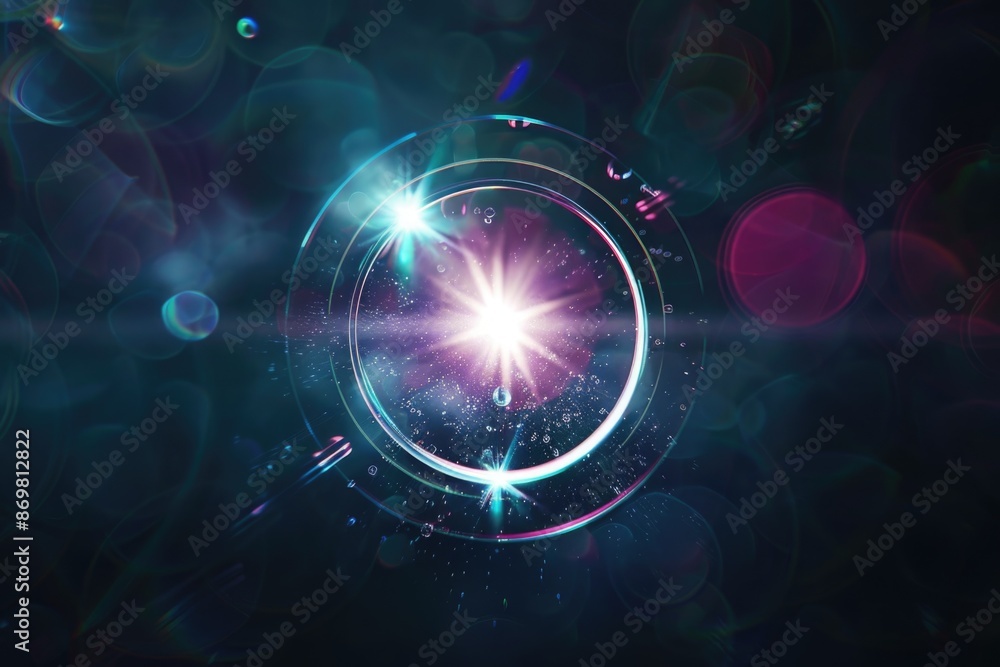 Fototapeta premium circle lens flare circle pattern in dark background
