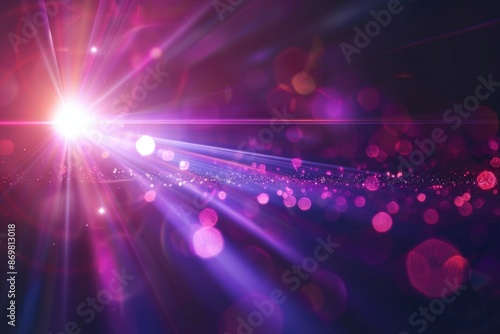 Abstract background with lens flare  bokeh light  and neon sparks.