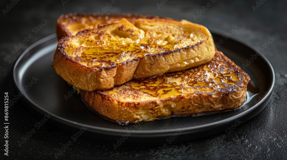 Close-up of French toast drizzled with syrup Close-up of French toast drizzled with syrup