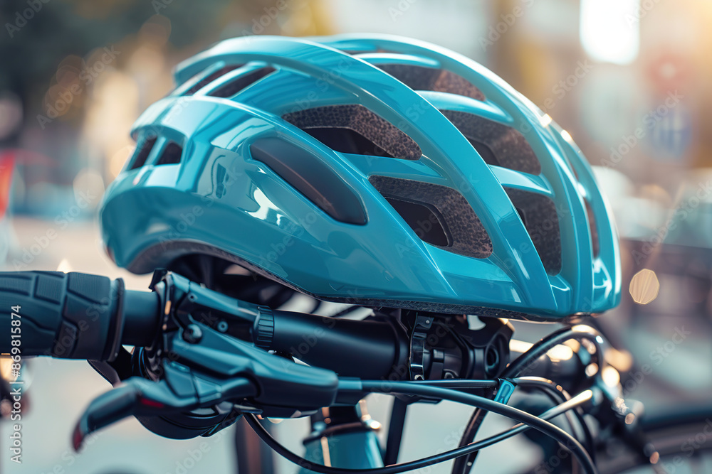 Fototapeta premium New bicycle helmet for protection and new bike