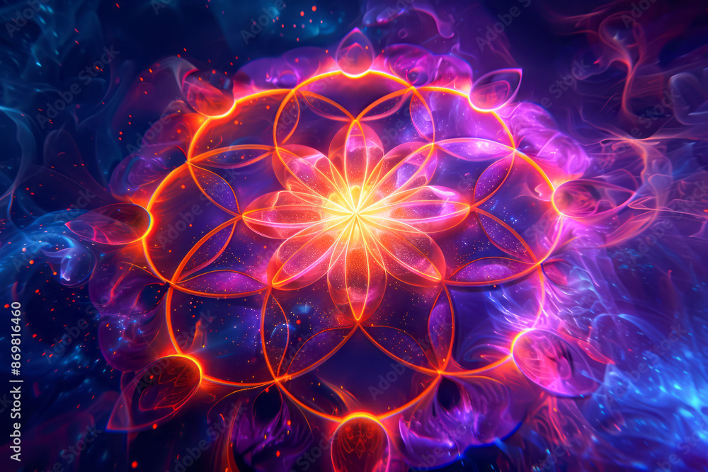 Neon Sacred Geometry A Psychedelic 3D Journey through the Fractalised Flower of Life Neon Sacred Geometry A Psychedelic 3D Journey through the Fractalised Flower of Life
