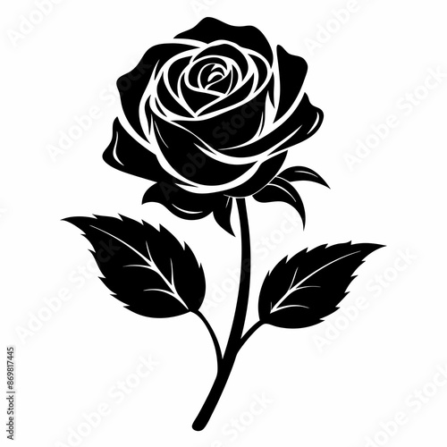 a rose silhouette vector art illustration