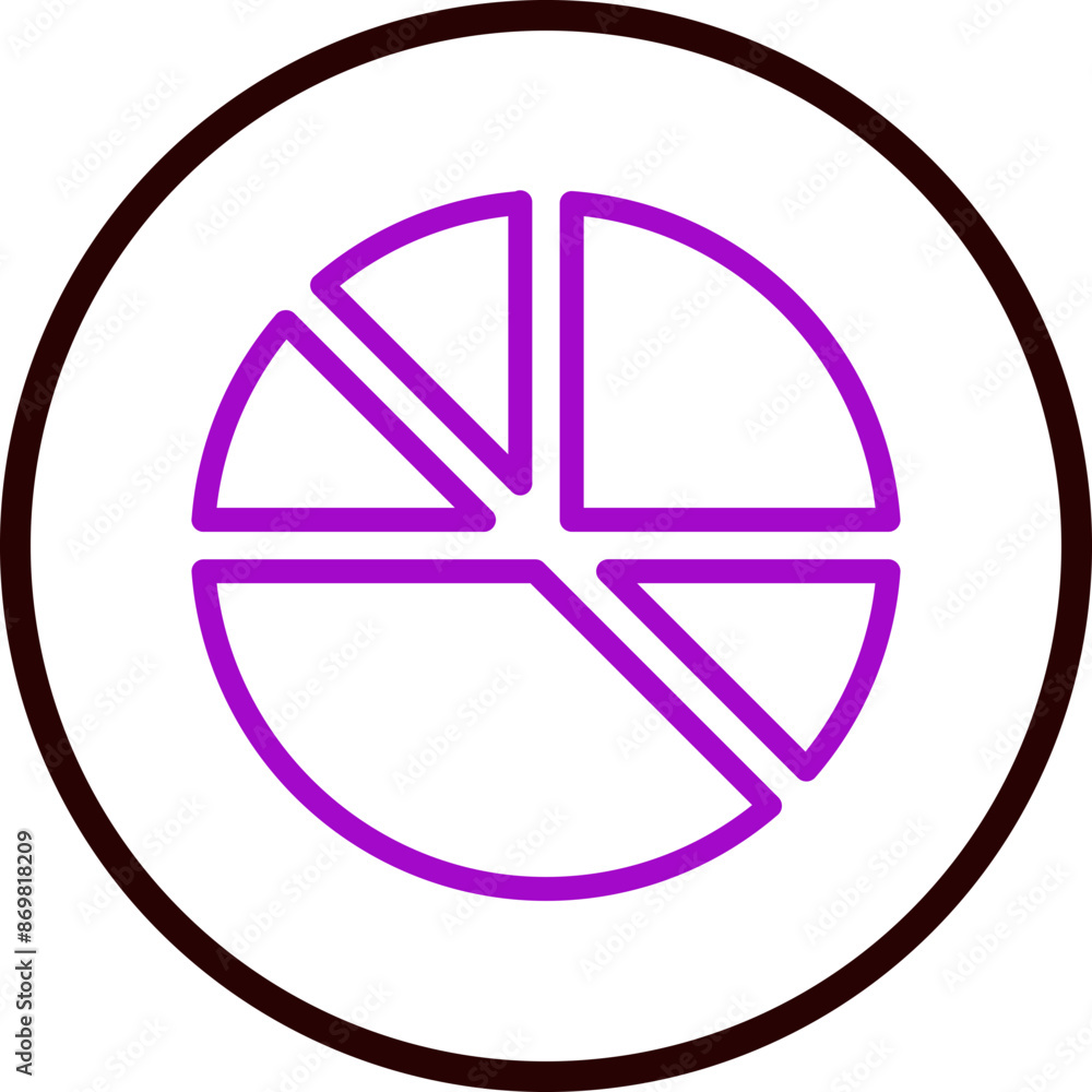 Pie Chart Vector Line Purple Circle Black Pie Chart Vector Line Purple Circle Black