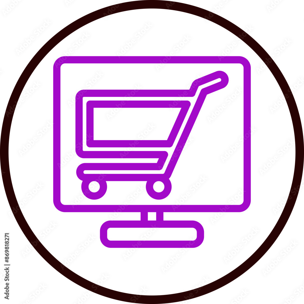 Online Store Vector Line Purple Circle Black Online Store Vector Line Purple Circle Black