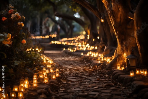 Enchanted Garden Wedding Twinkling Lights Pathway Romance 