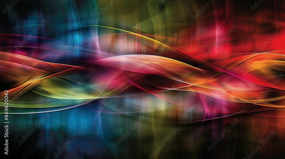 Close-up of multicolored background on black with red, yellow, green, orange, and blue design Close-up of multicolored background on black with red, yellow, green, orange, and blue design