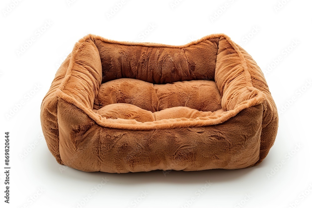 Brown soft pet bed isolated on white background Brown soft pet bed isolated on white background