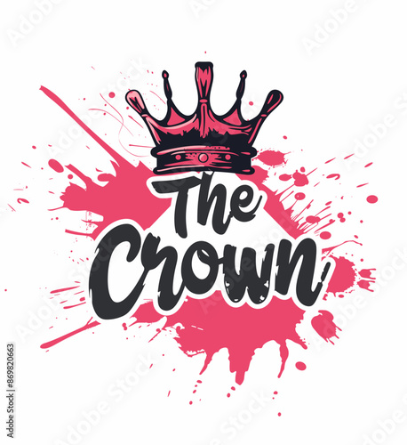 Black crown with red splashes of paint behind and below. The words The Crown are stylized and appear below the crown in a dripping font.