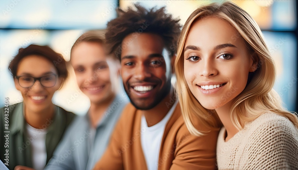 Diverse group of young people working together in office Diverse group of young people working together in office