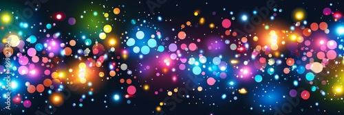 Abstract string of colorful Christmas lights. Holiday wallpaper. Background glowing celebration lamps.