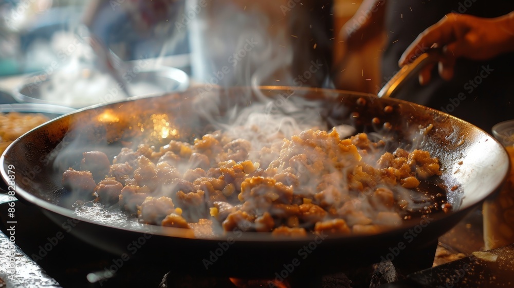 The scent of sizzling sausage and crisp hash browns wafting through the air. The scent of sizzling sausage and crisp hash browns wafting through the air.