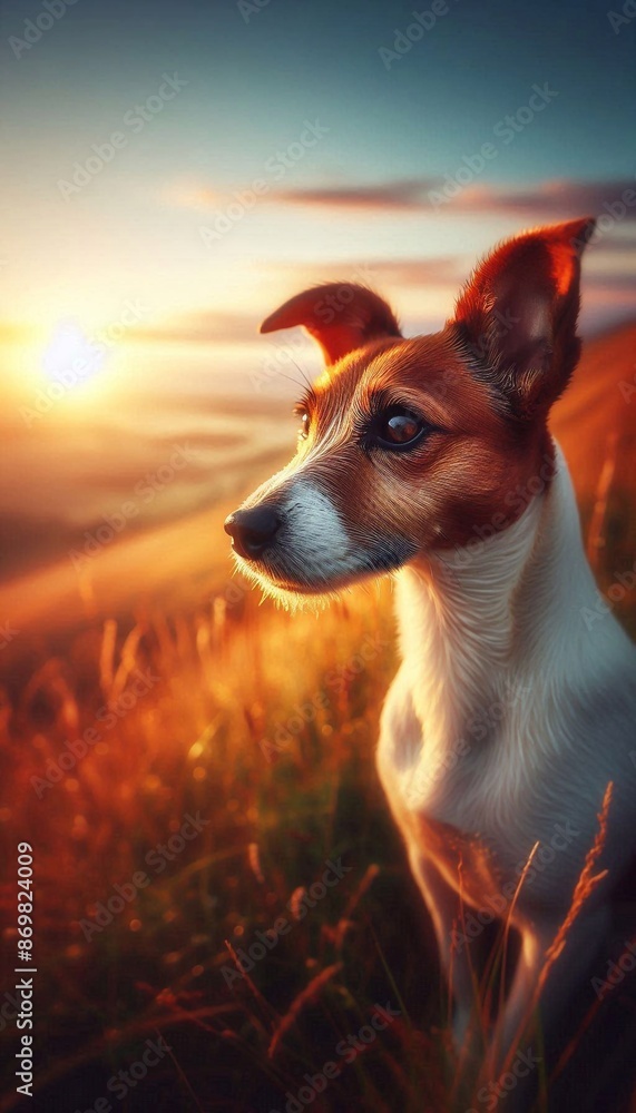 Jack Russell im Sonnenuntergang