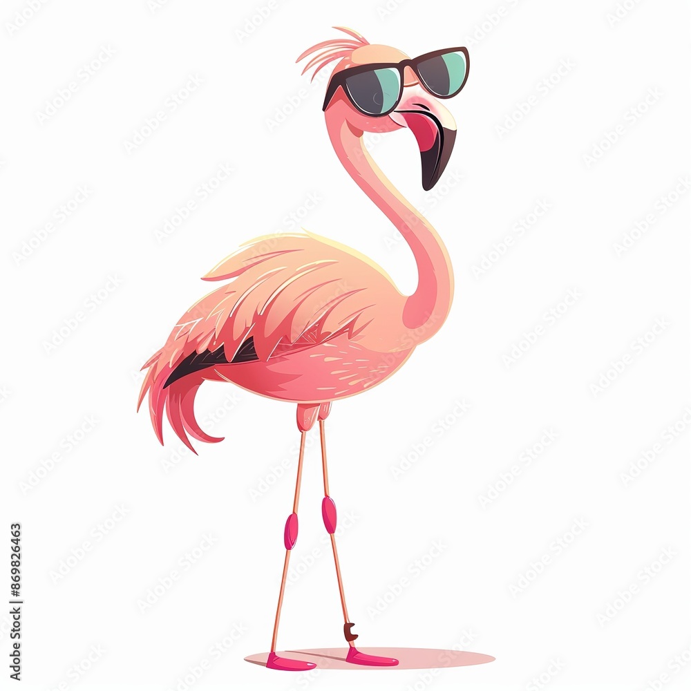 Fototapeta premium Flamingo Casual Chic cartoon isolated whitebackground