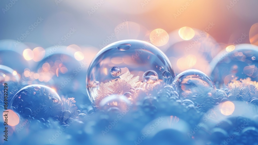 Bright ice bubbles close-up. Soap water bubbles, pink and blue abstract wallpaper Bright ice bubbles close-up. Soap water bubbles, pink and blue abstract wallpaper