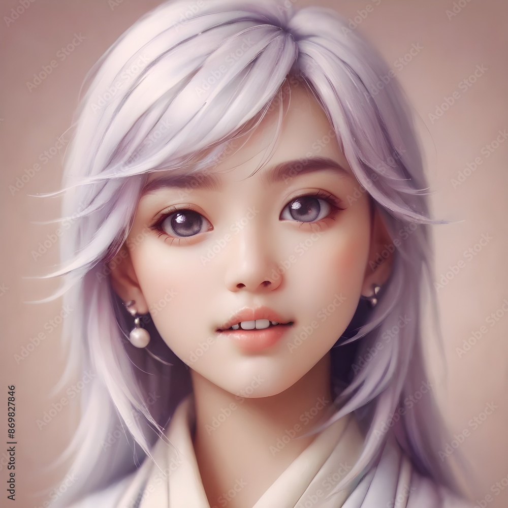 portrait of a girl with purple hairs on a pink background portrait of a girl with purple hairs on a pink background