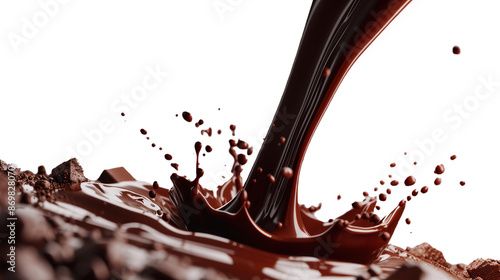 Splash of brownish flowing chocolate