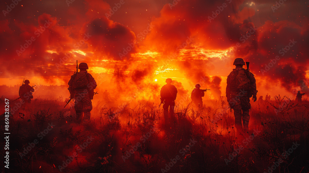 World War, battlefield, movie lighting style World War, battlefield, movie lighting style