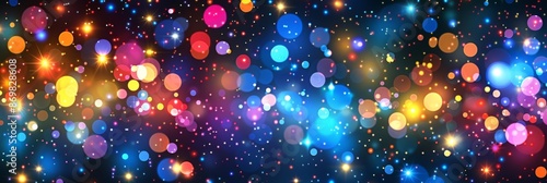 Abstract string of colorful Christmas lights. Holiday wallpaper. Background glowing celebration lamps.