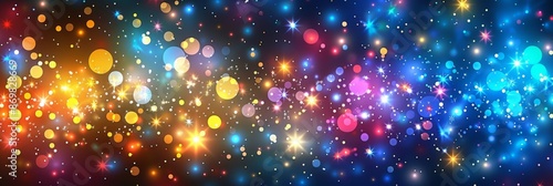Abstract string of colorful Christmas lights. Holiday wallpaper. Background glowing celebration lamps.