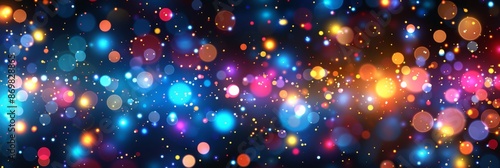 Abstract string of colorful Christmas lights. Holiday wallpaper. Background glowing celebration lamps.