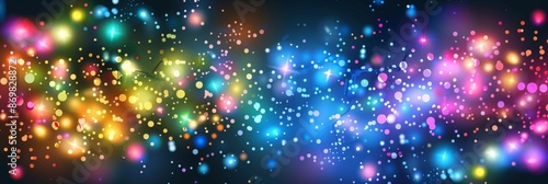 Abstract string of colorful Christmas lights. Holiday wallpaper. Background glowing celebration lamps.