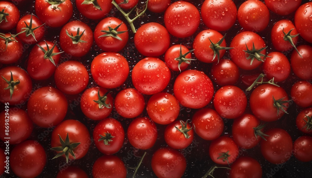 Photography of dew covered tomatoes on table_3 Photography of dew covered tomatoes on table_3