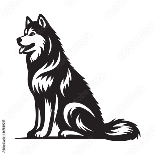 Siberian Husky vector silhouette